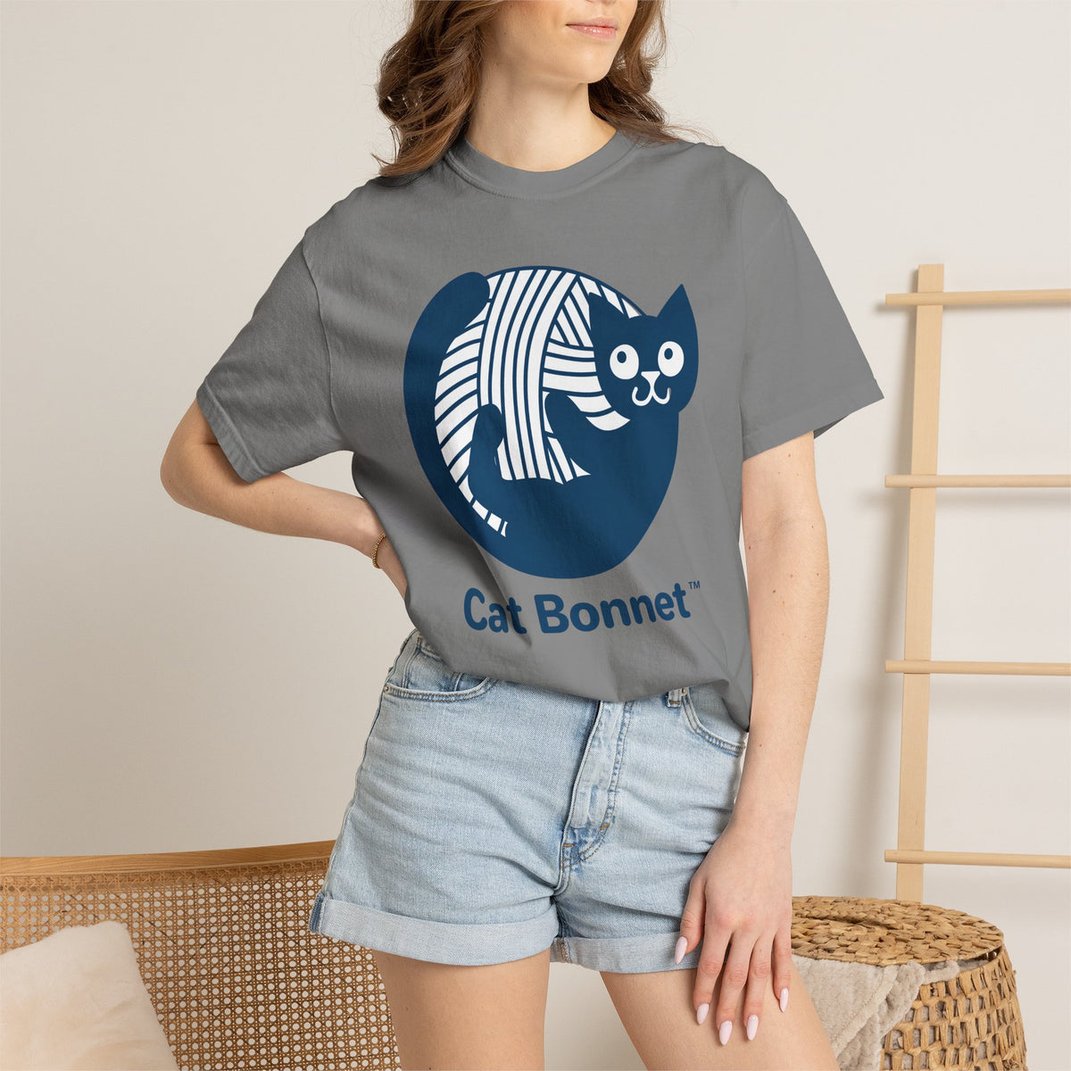 Cat Bonnet  — Cute Yarn Cat Graphic Tee