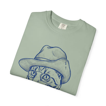 Cat Cowboy T-Shirt — Vintage Line Art Cat in Hat Tee