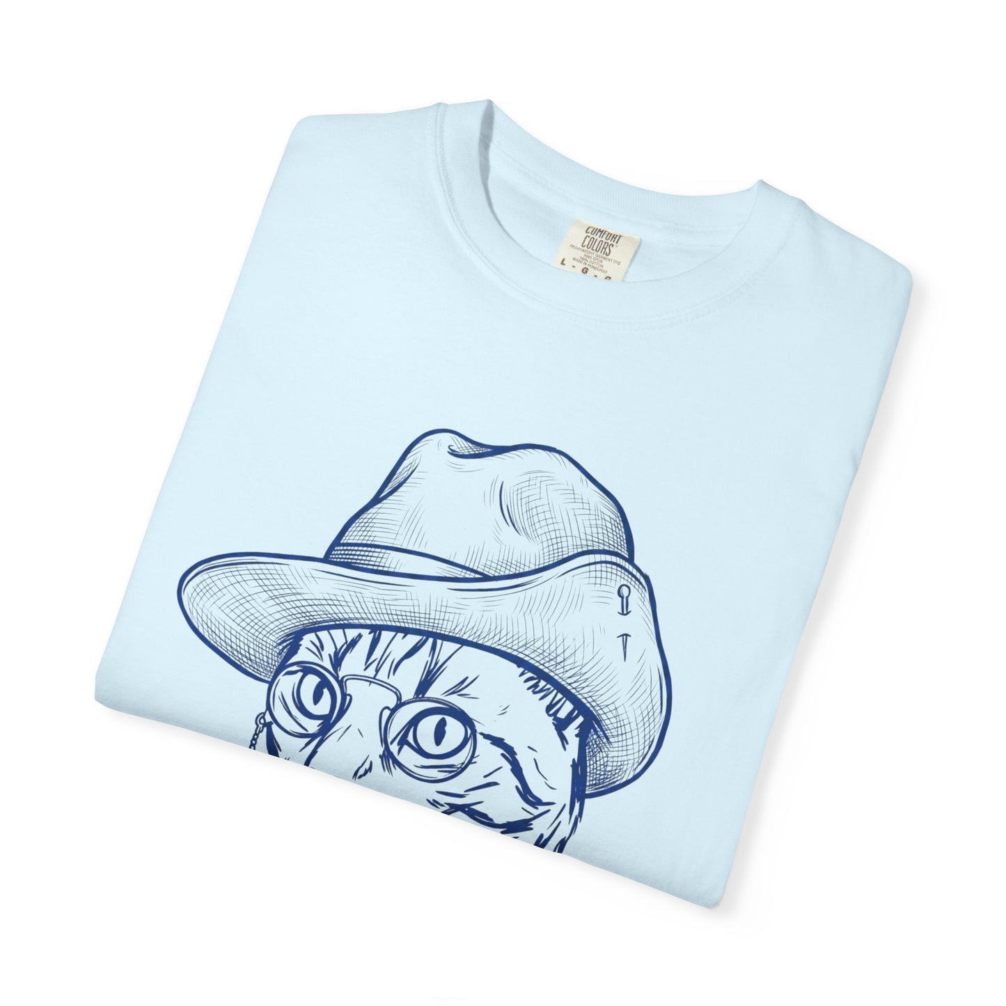 Cat Cowboy T-Shirt — Vintage Line Art Cat in Hat Tee