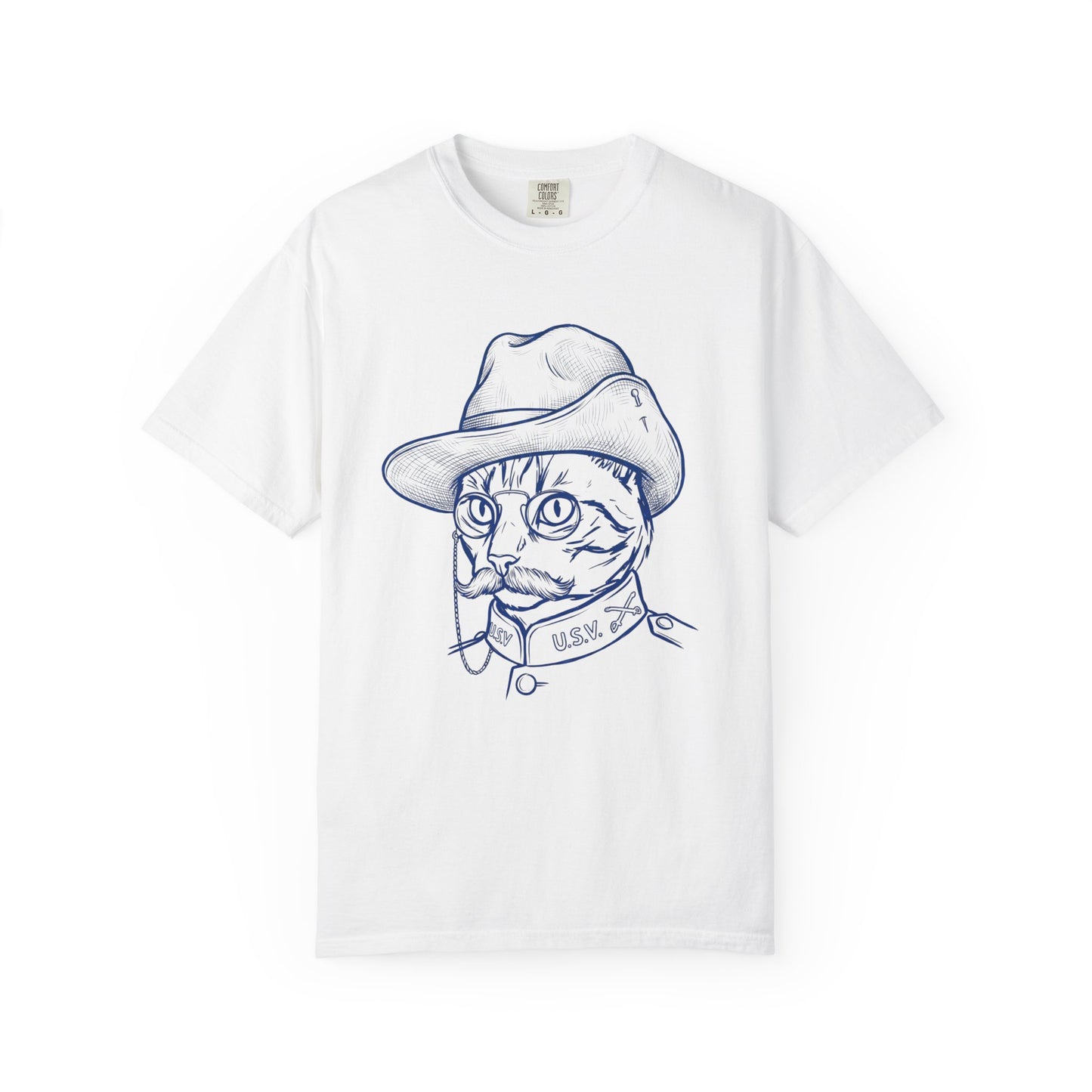 Cat Cowboy T-Shirt — Vintage Line Art Cat in Hat Tee