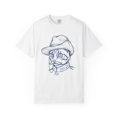 Cat Cowboy T-Shirt — Vintage Line Art Cat in Hat Tee