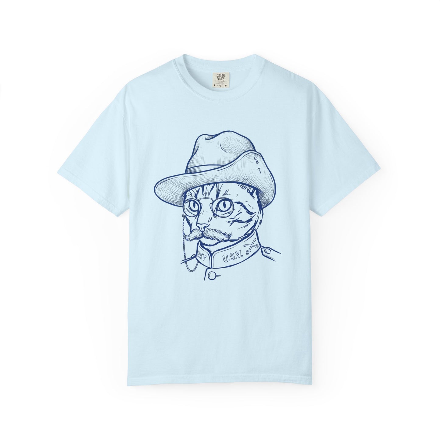 Cat Cowboy T-Shirt — Vintage Line Art Cat in Hat Tee