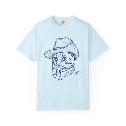 Cat Cowboy T-Shirt — Vintage Line Art Cat in Hat Tee