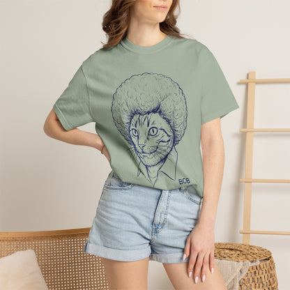 Cat with Afro T-Shirt — 'Bob' Retro Sketch Tee