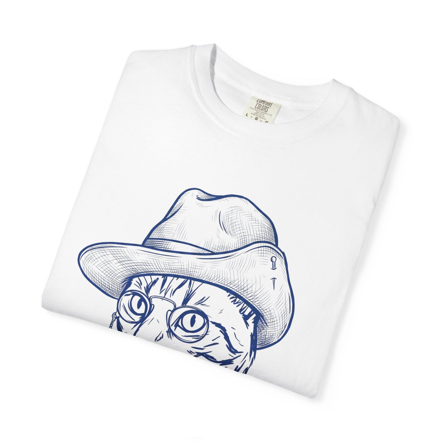 Cat Cowboy T-Shirt — Vintage Line Art Cat in Hat Tee