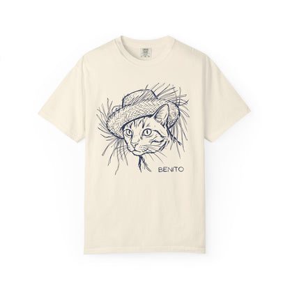 Benito Cat Proudly Wearing Classic Puerto Rican Straw Hat T-Shirt