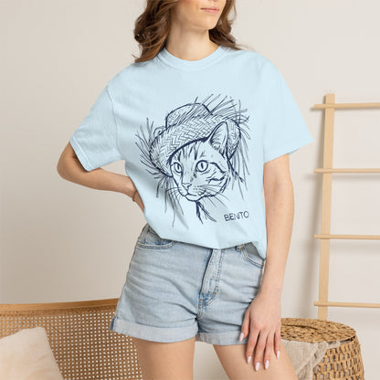 Benito Cat Proudly Wearing Classic Puerto Rican Straw Hat T-Shirt