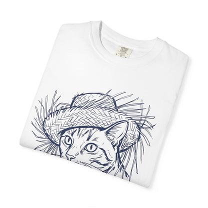 Benito Cat Proudly Wearing Classic Puerto Rican Straw Hat T-Shirt