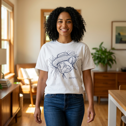 Benito Cat Proudly Wearing Classic Puerto Rican Straw Hat T-Shirt