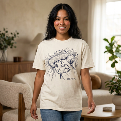 Benito Cat Proudly Wearing Classic Puerto Rican Straw Hat T-Shirt