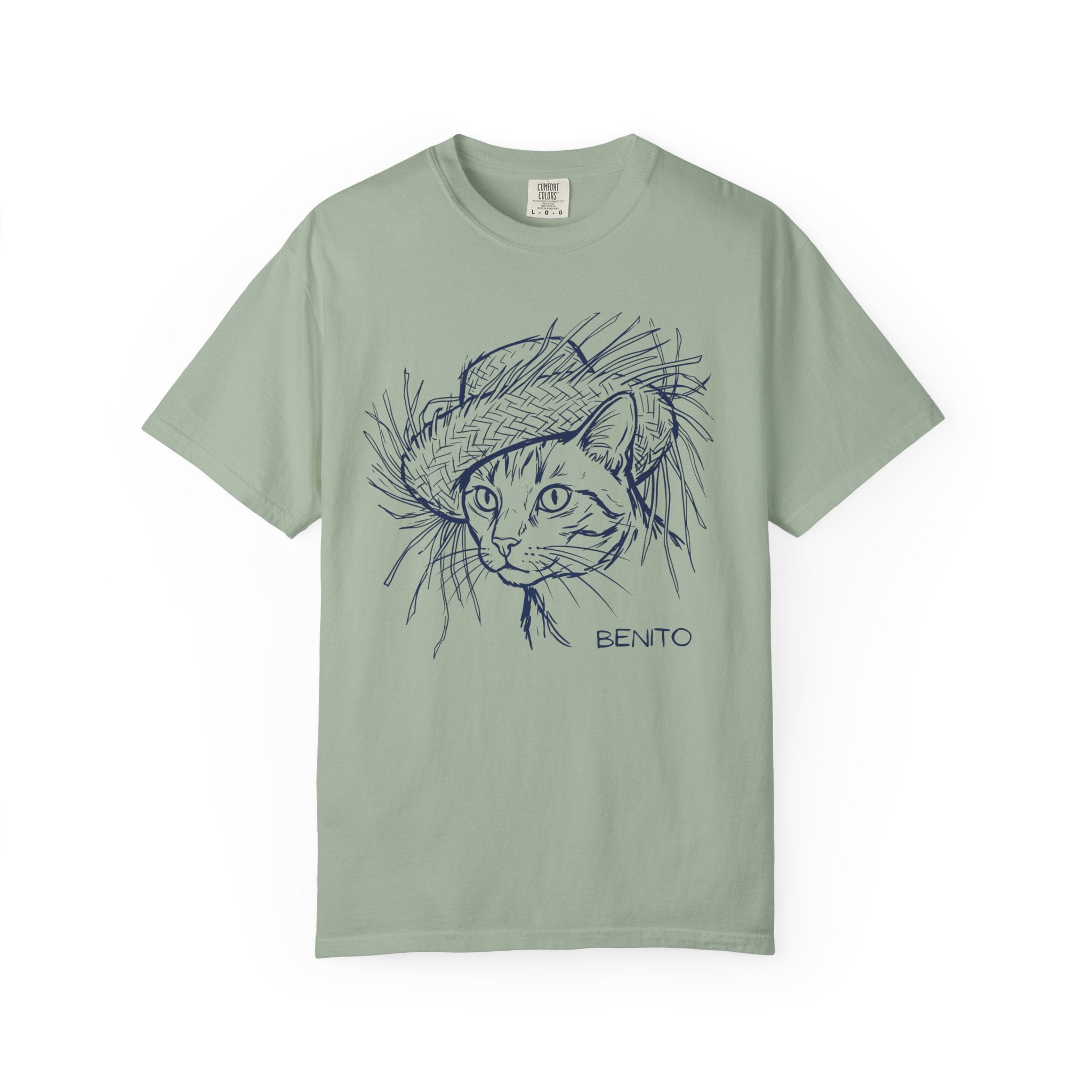 Benito Cat Proudly Wearing Classic Puerto Rican Straw Hat T-Shirt