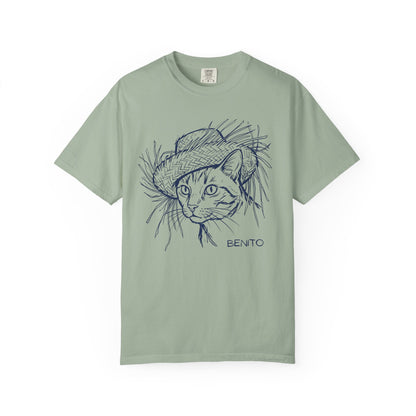 Benito Cat Proudly Wearing Classic Puerto Rican Straw Hat T-Shirt