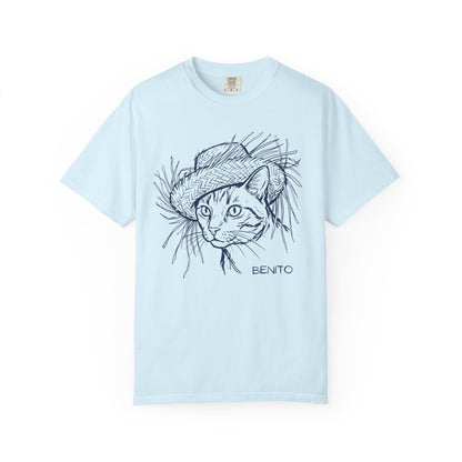 Benito Cat Proudly Wearing Classic Puerto Rican Straw Hat T-Shirt