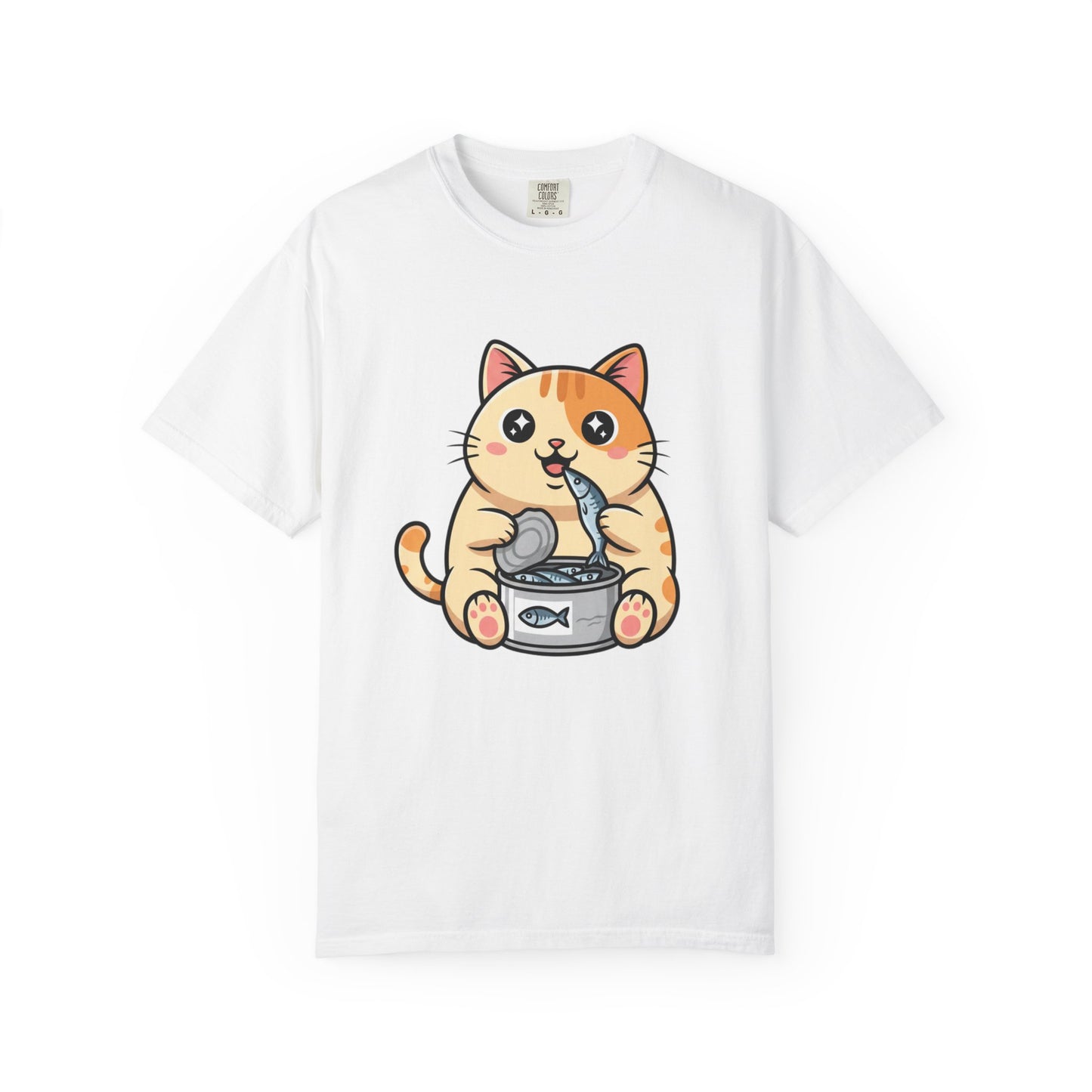 Cat Eating Tuna T-Shirt — Cute Cartoon Cat Graphic Tee