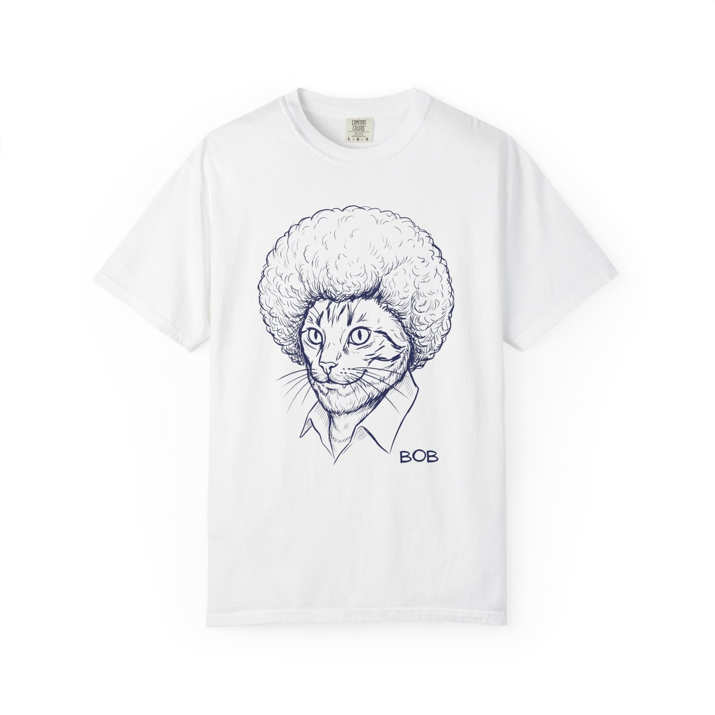 Cat with Afro T-Shirt — 'Bob' Retro Sketch Tee