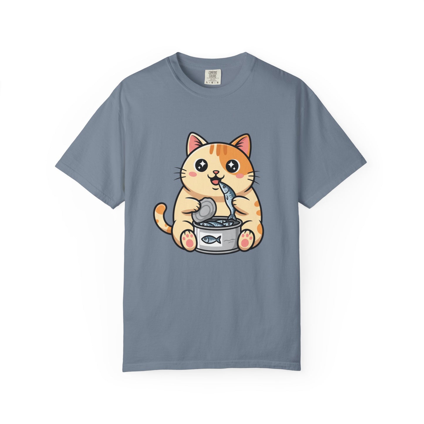 Cat Eating Tuna T-Shirt — Cute Cartoon Cat Graphic Tee