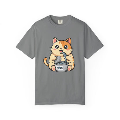 Cat Eating Tuna T-Shirt — Cute Cartoon Cat Graphic Tee