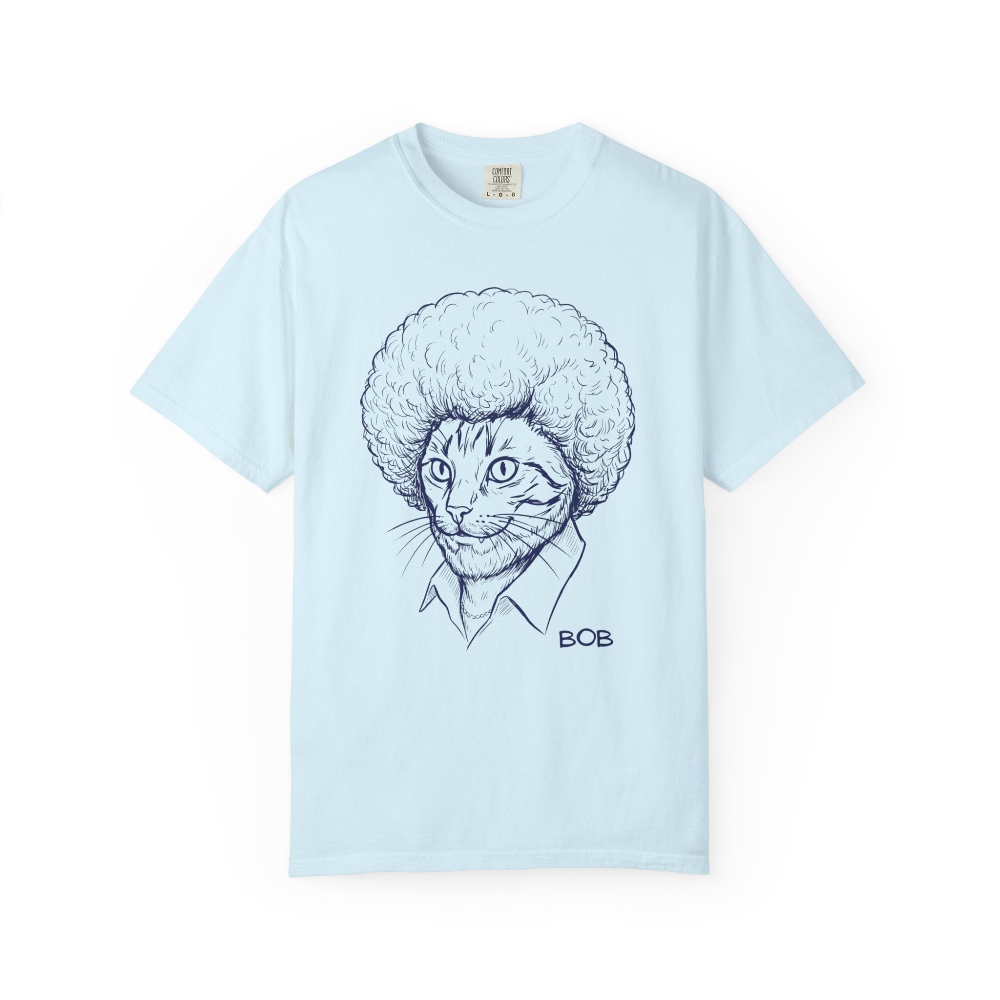 Cat with Afro T-Shirt — 'Bob' Retro Sketch Tee