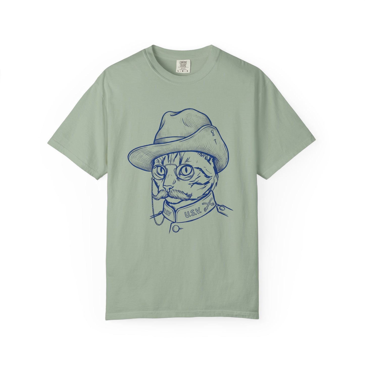 Cat Cowboy T-Shirt — Vintage Line Art Cat in Hat Tee