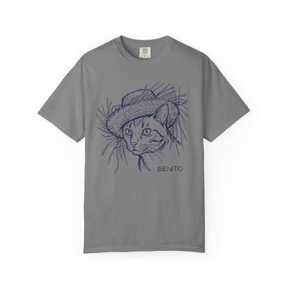 Benito Cat Proudly Wearing Classic Puerto Rican Straw Hat T-Shirt