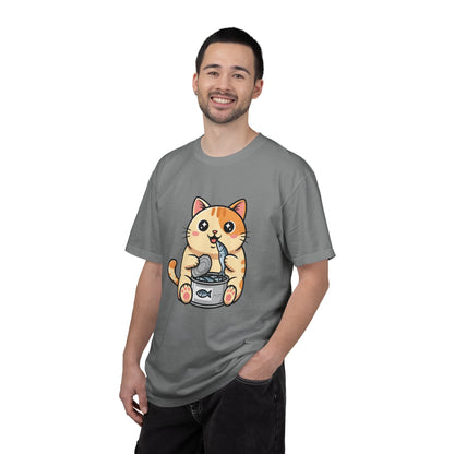 Cat Eating Tuna T-Shirt — Cute Cartoon Cat Graphic Tee