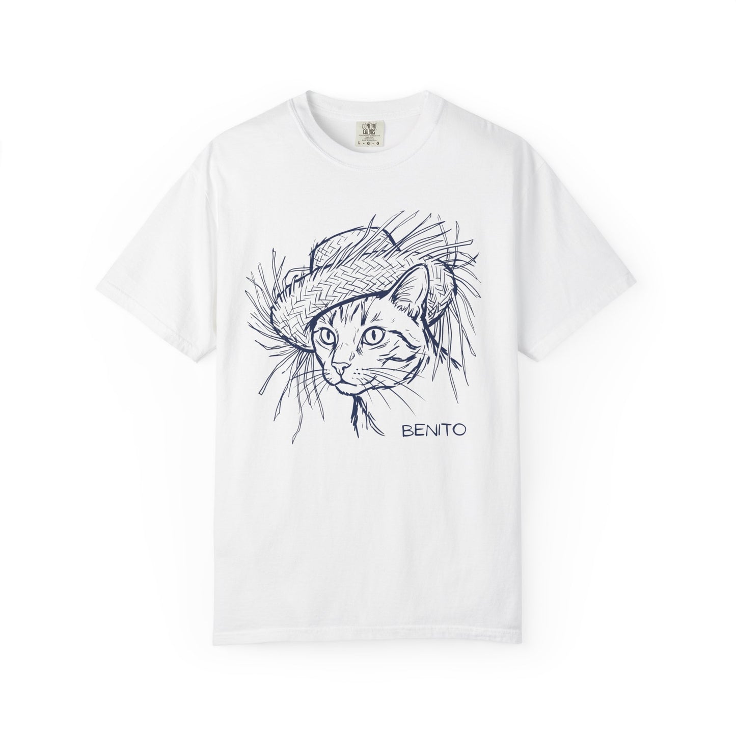 Benito Cat Proudly Wearing Classic Puerto Rican Straw Hat T-Shirt