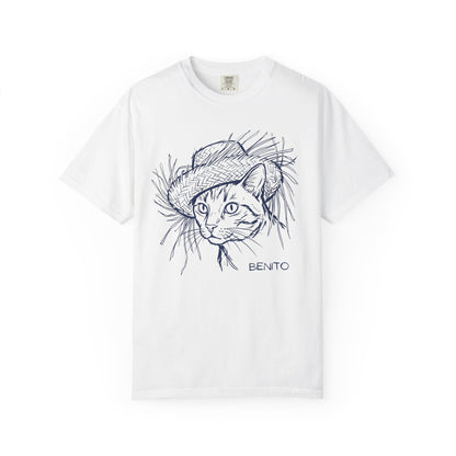 Benito Cat Proudly Wearing Classic Puerto Rican Straw Hat T-Shirt