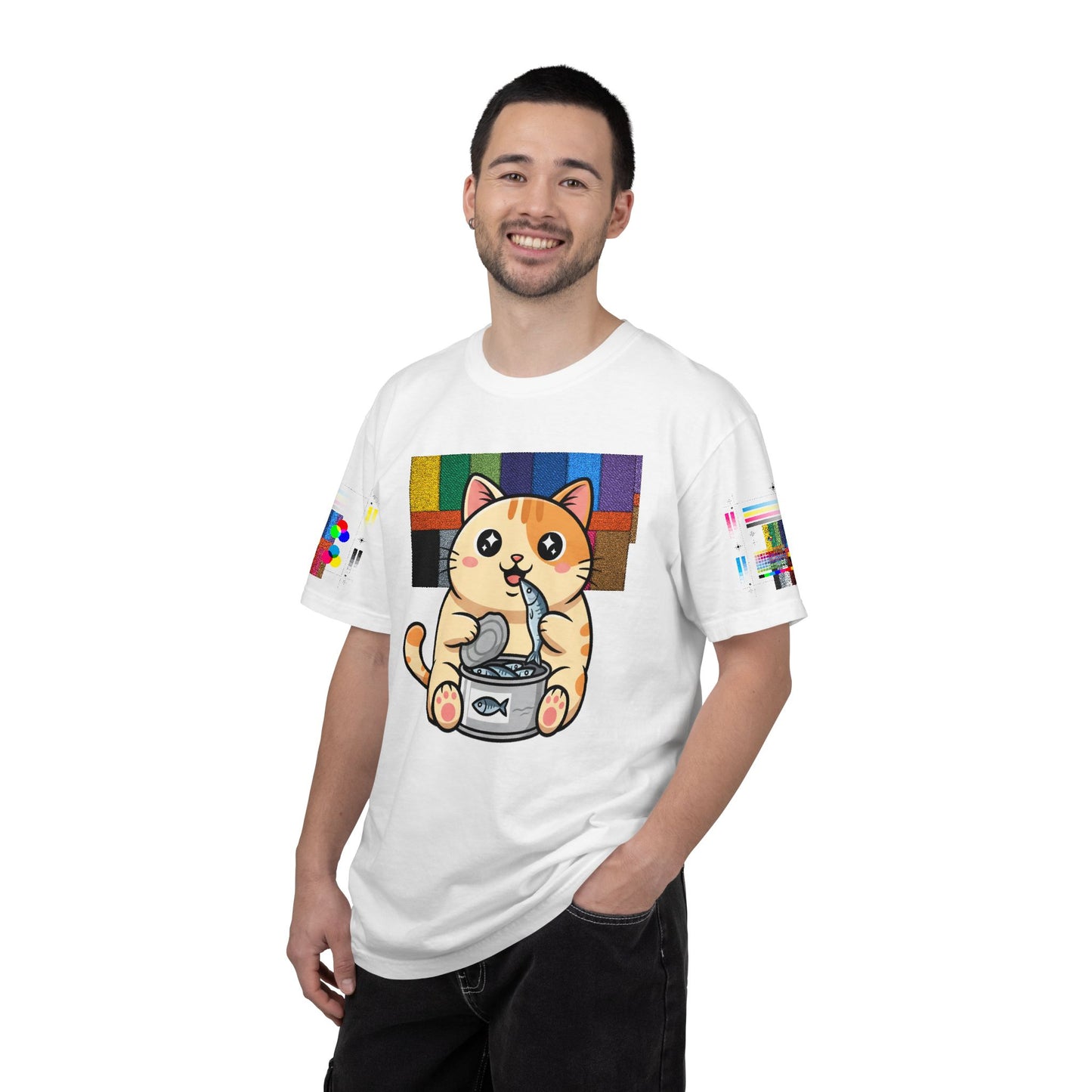 Cat Eating Tuna T-Shirt — Cute Cartoon Cat Graphic Tee