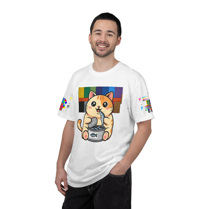 Cat Eating Tuna T-Shirt — Cute Cartoon Cat Graphic Tee