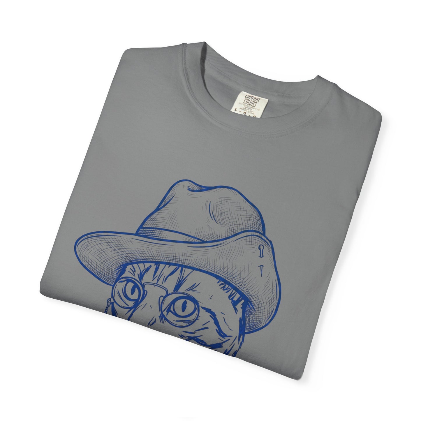 Cat Cowboy T-Shirt — Vintage Line Art Cat in Hat Tee