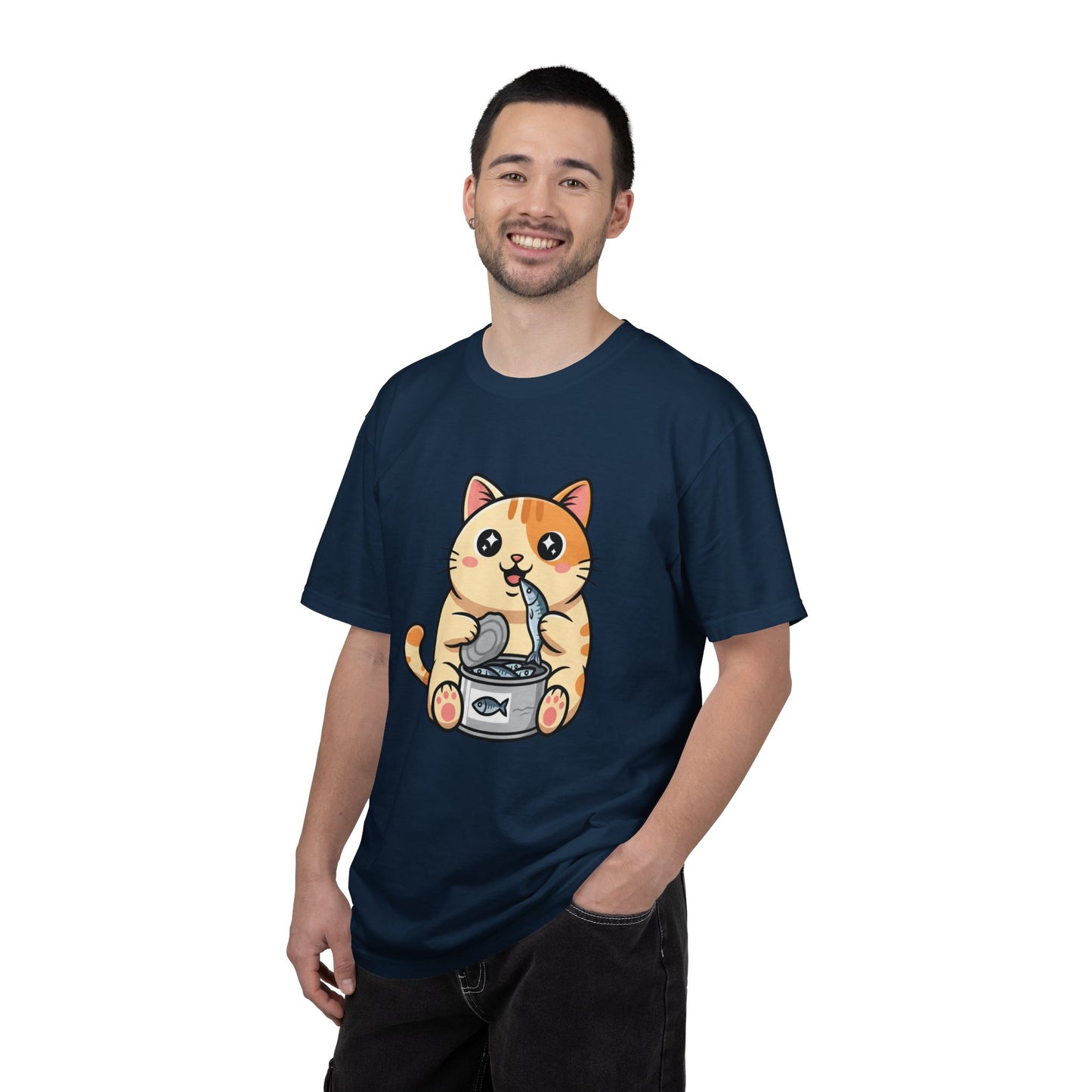 Cat Eating Tuna T-Shirt — Cute Cartoon Cat Graphic Tee
