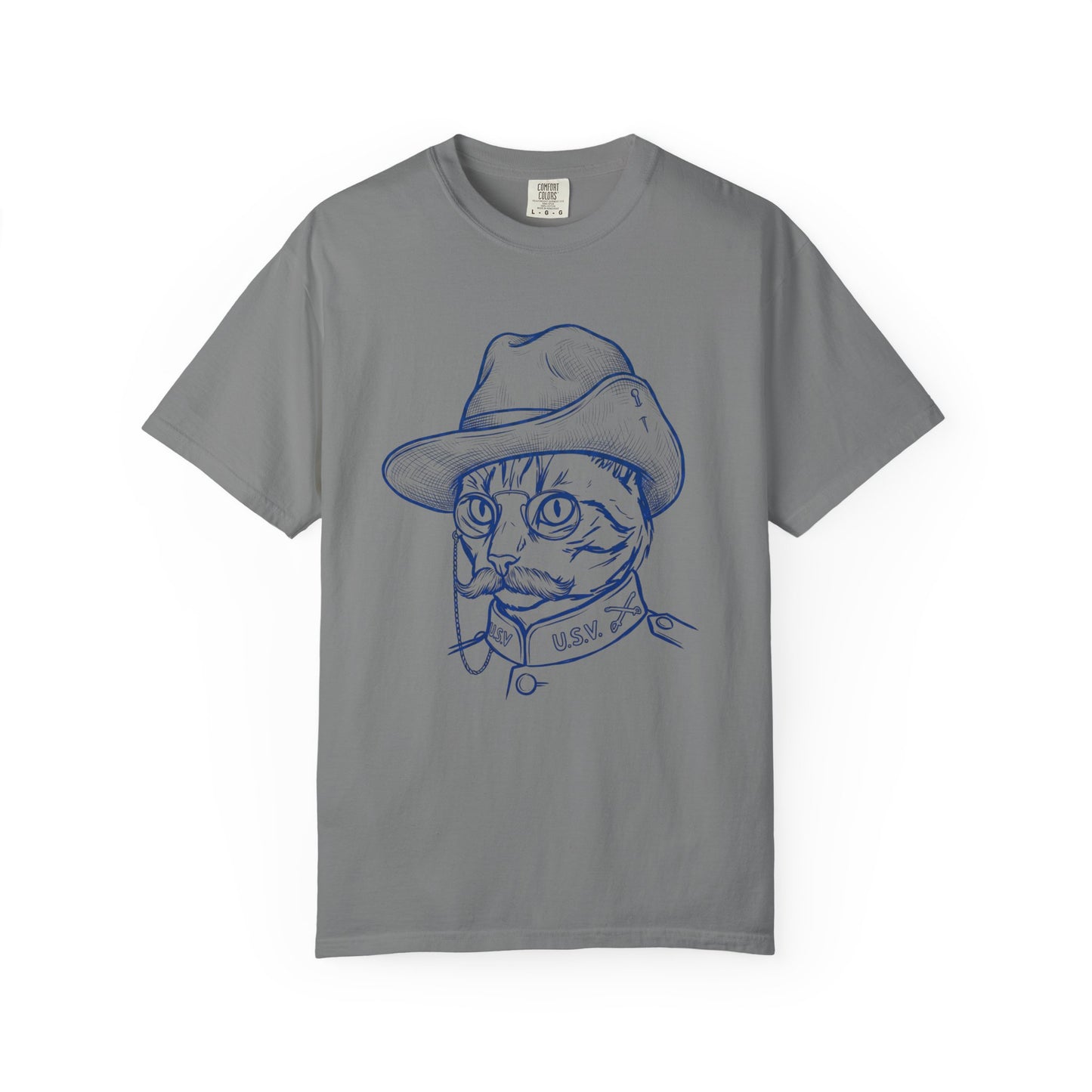 Cat Cowboy T-Shirt — Vintage Line Art Cat in Hat Tee