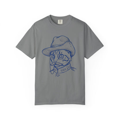 Cat Cowboy T-Shirt — Vintage Line Art Cat in Hat Tee