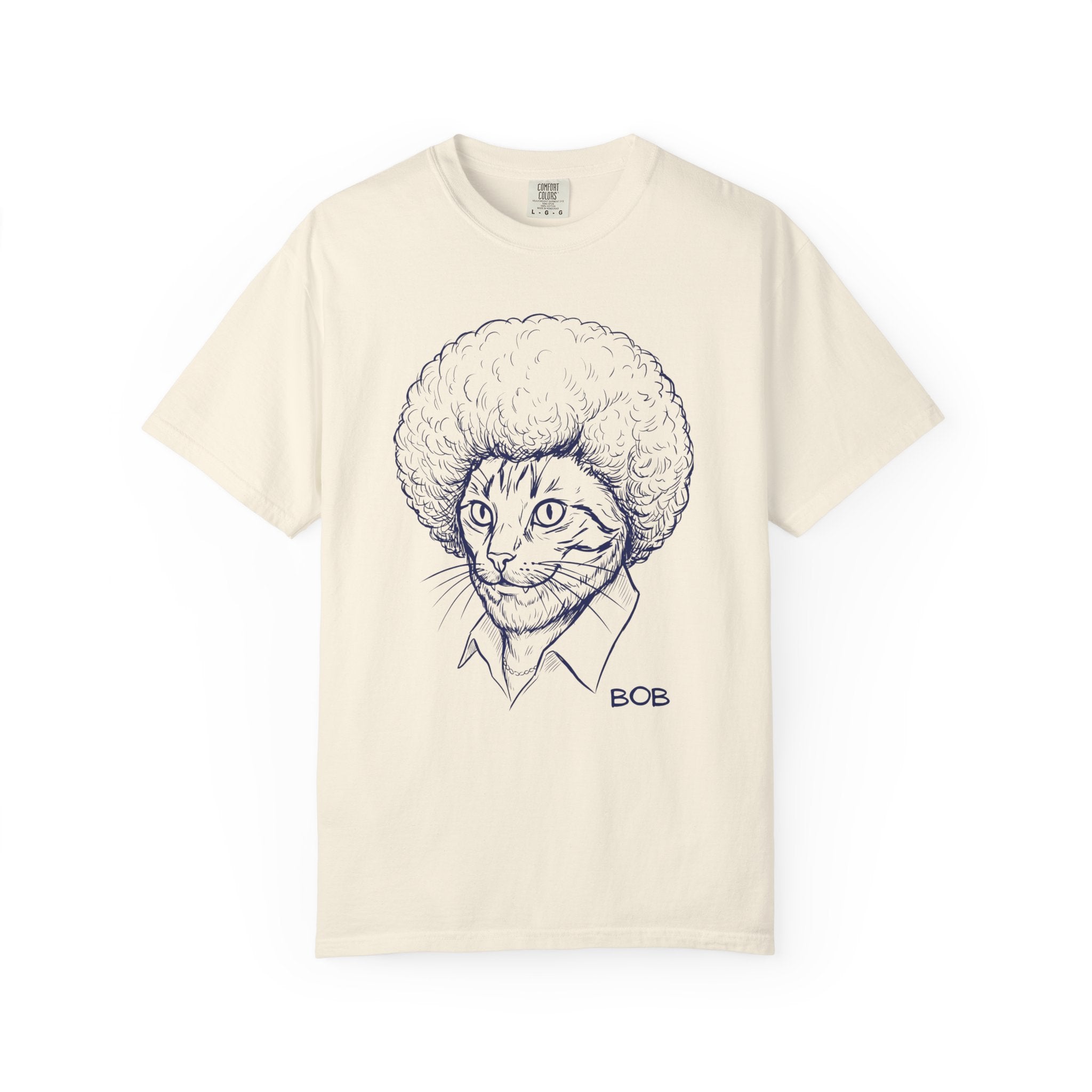 Cat with Afro T-Shirt — 'Bob' Retro Sketch Tee