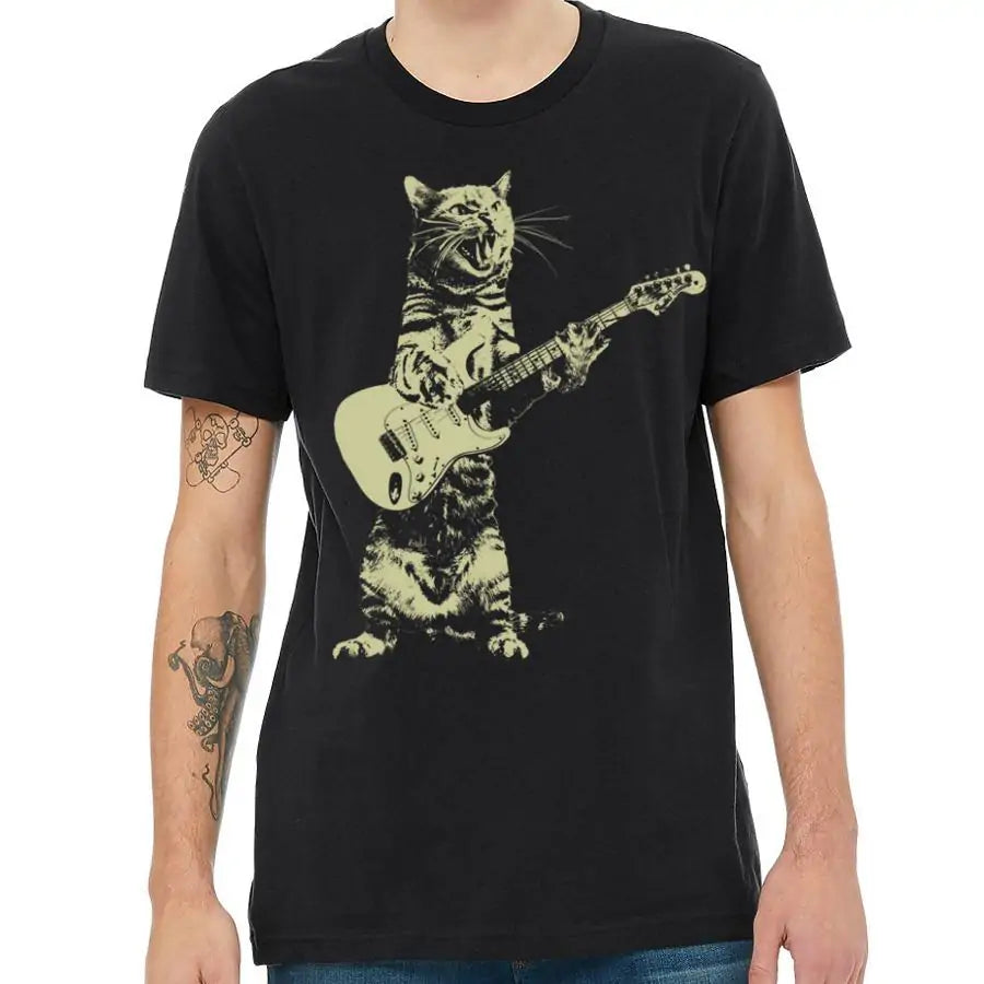 Rock & Roll Guitar Cat - Men's Tee