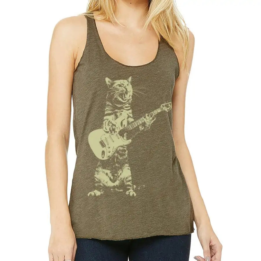 Rock & Roll Guitar Cat - Women's Tank